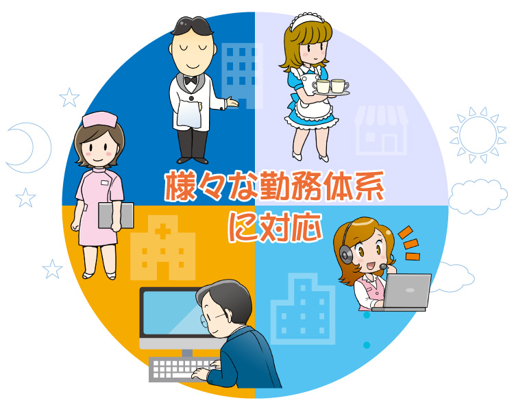 様々な勤務体系に対応